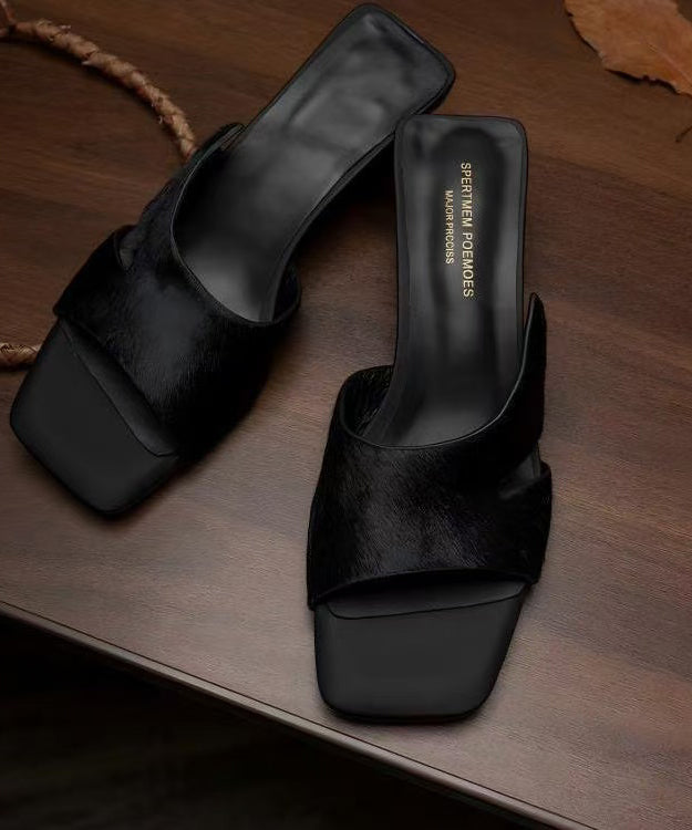 Black Stiletto Genuine Leather DIY Flip Flops