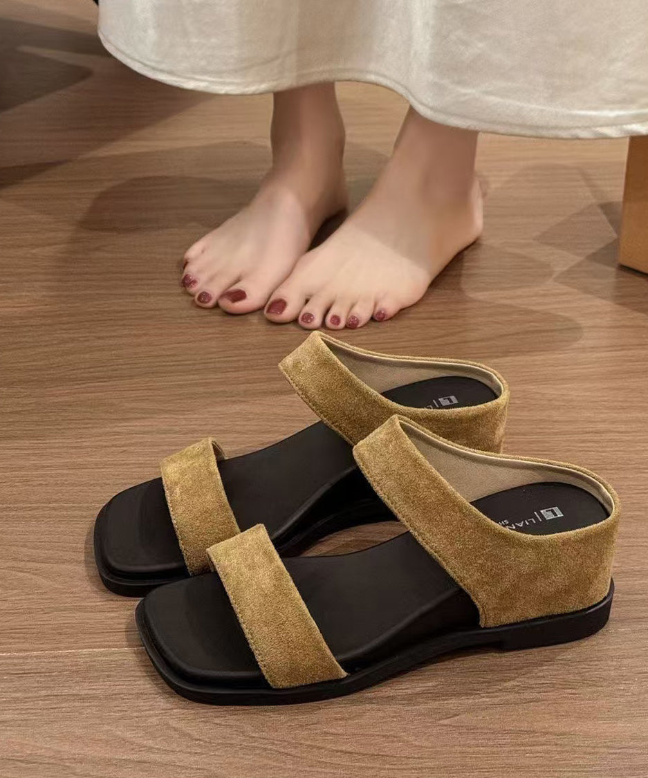 Black Wedge Faux Leather Handmade Thong Sandals