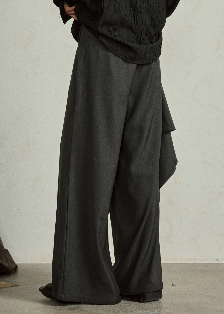 Black Wrinkled High Waist Wide Leg Pants