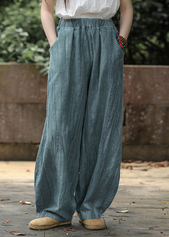 Blackish Green Pockets Solid Wide Leg Pants