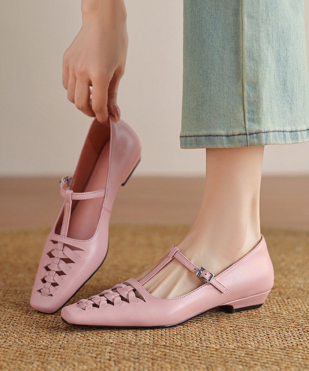 Blue Flat Shoes For Women Hollow Out Flat Feet Shoes