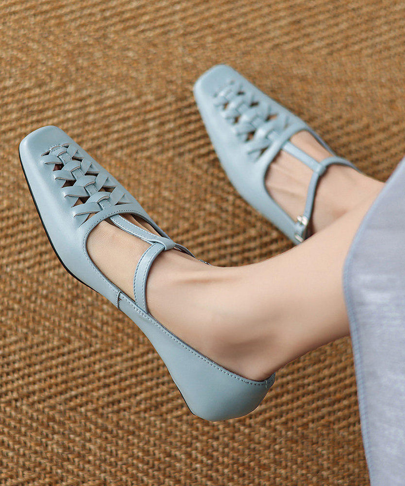 Blue Flat Shoes For Women Hollow Out Flat Feet Shoes