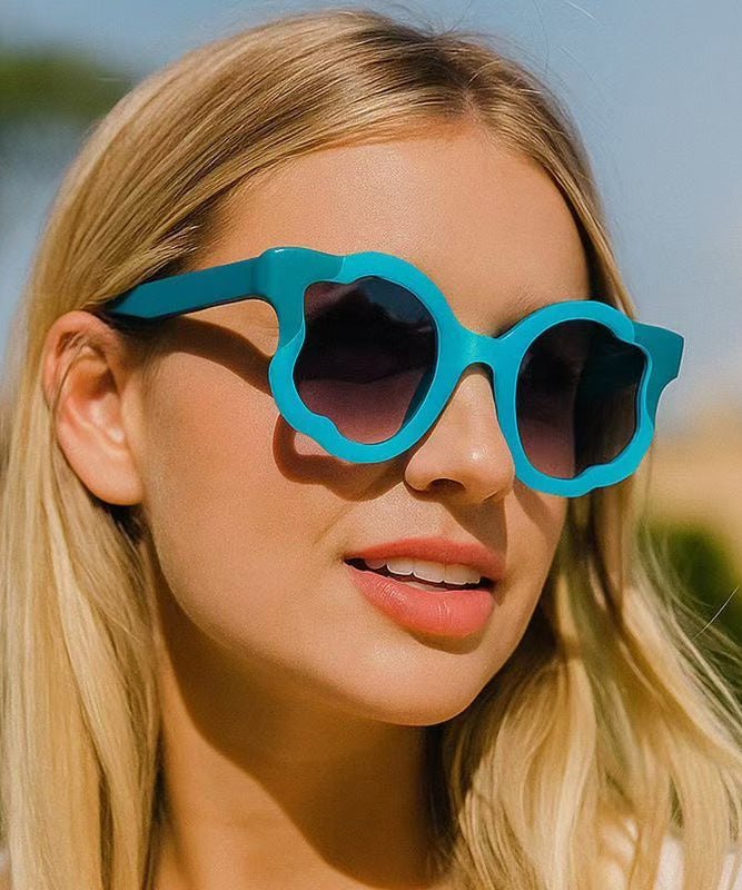 Blue Irregular Circular Patchwork Flower Decoration Sunglasses