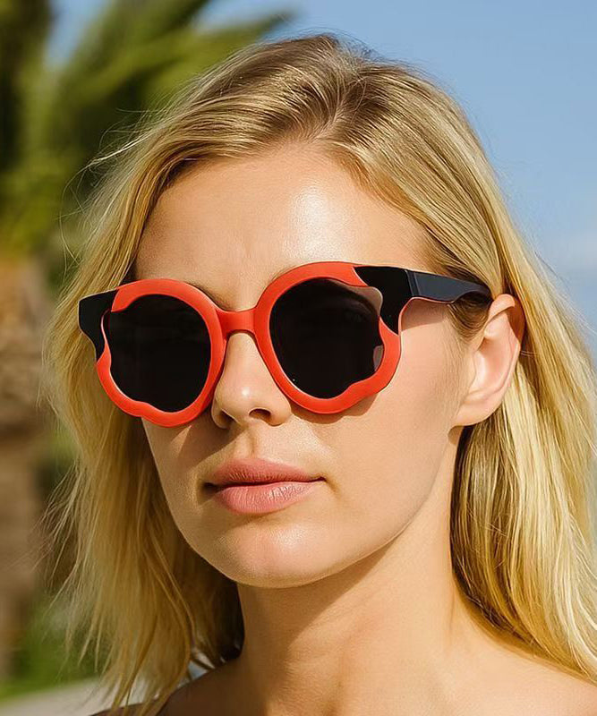 Blue Irregular Circular Patchwork Flower Decoration Sunglasses