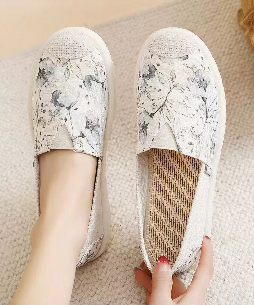 Blue Print Flat Feet Shoes Cotton Fabric Stylish Flat Feet Shoes