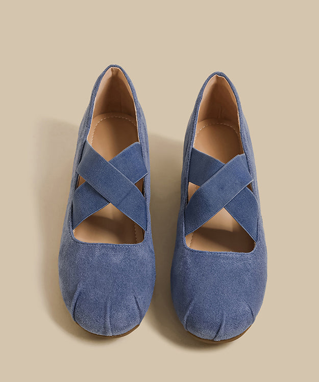Blue Wedge Suede Classy Splicing Cross Strap