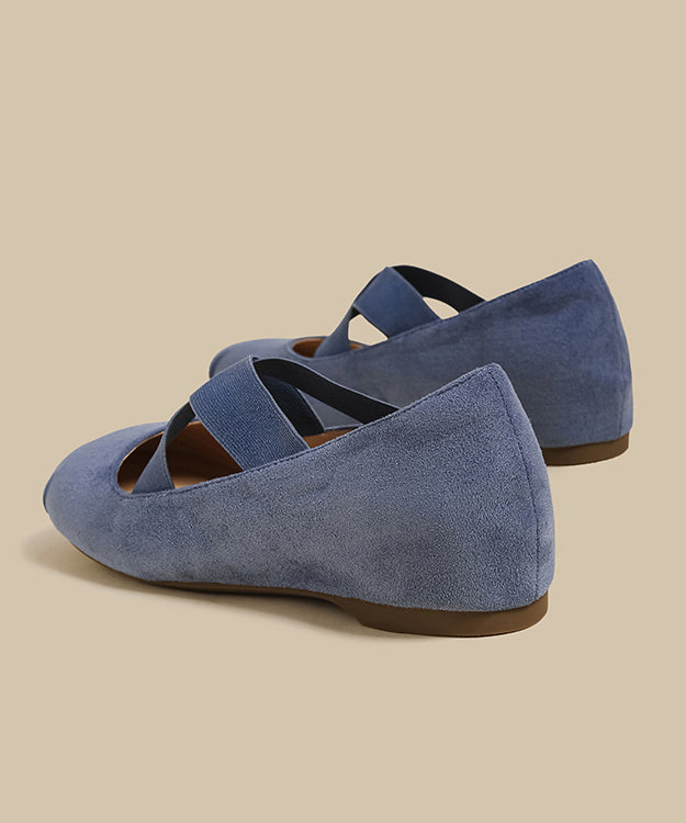 Blue Wedge Suede Classy Splicing Cross Strap