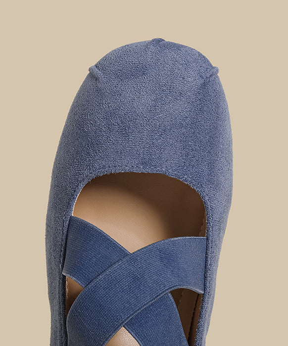 Blue Wedge Suede Classy Splicing Cross Strap