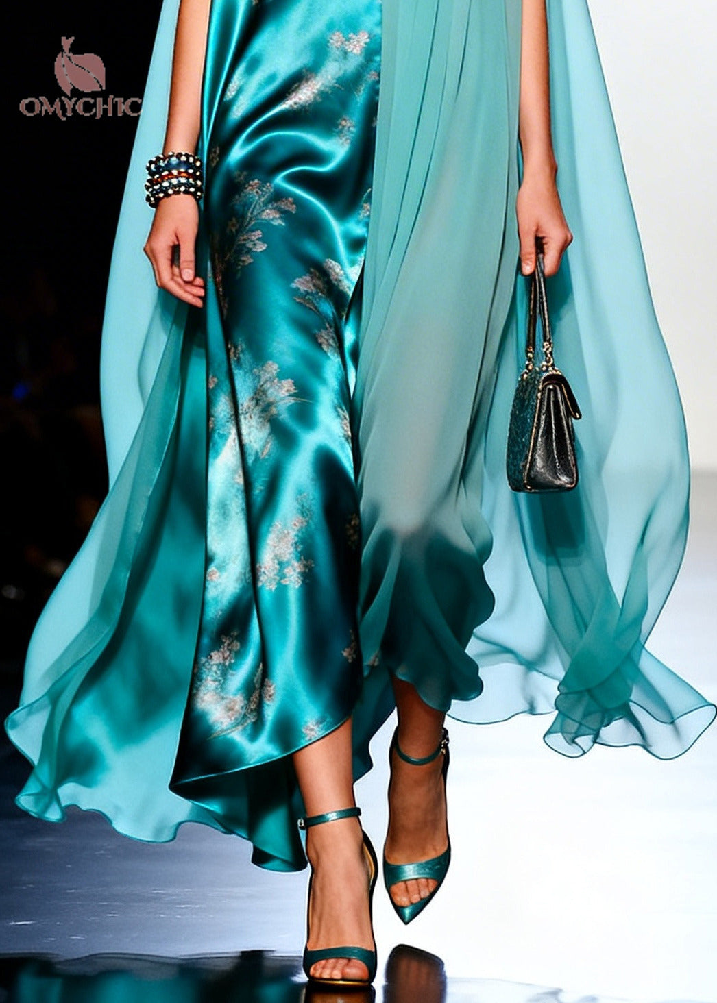 Bohemian Blue Asymmetrical Patchwork Tulle Maxi Dresses Sleeveless