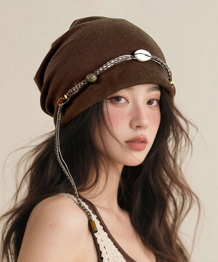Bohemian Coffee Beaded Tassel Cotton Boonie Hat