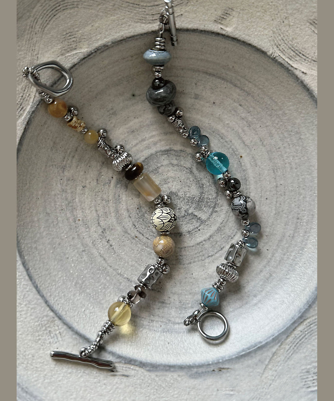 Bohemian Color Blocked Handmade Bead Natural Stone Bracelet
