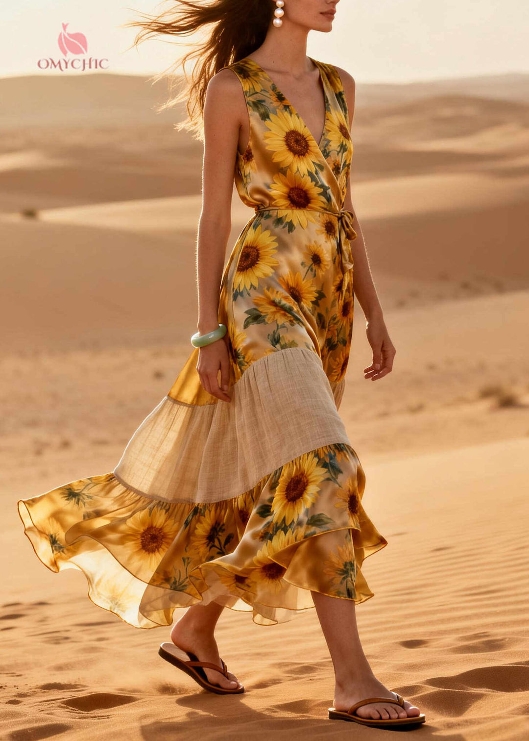 Bohemian Daisy Patchwork Chiffon Holiday Dress Summer