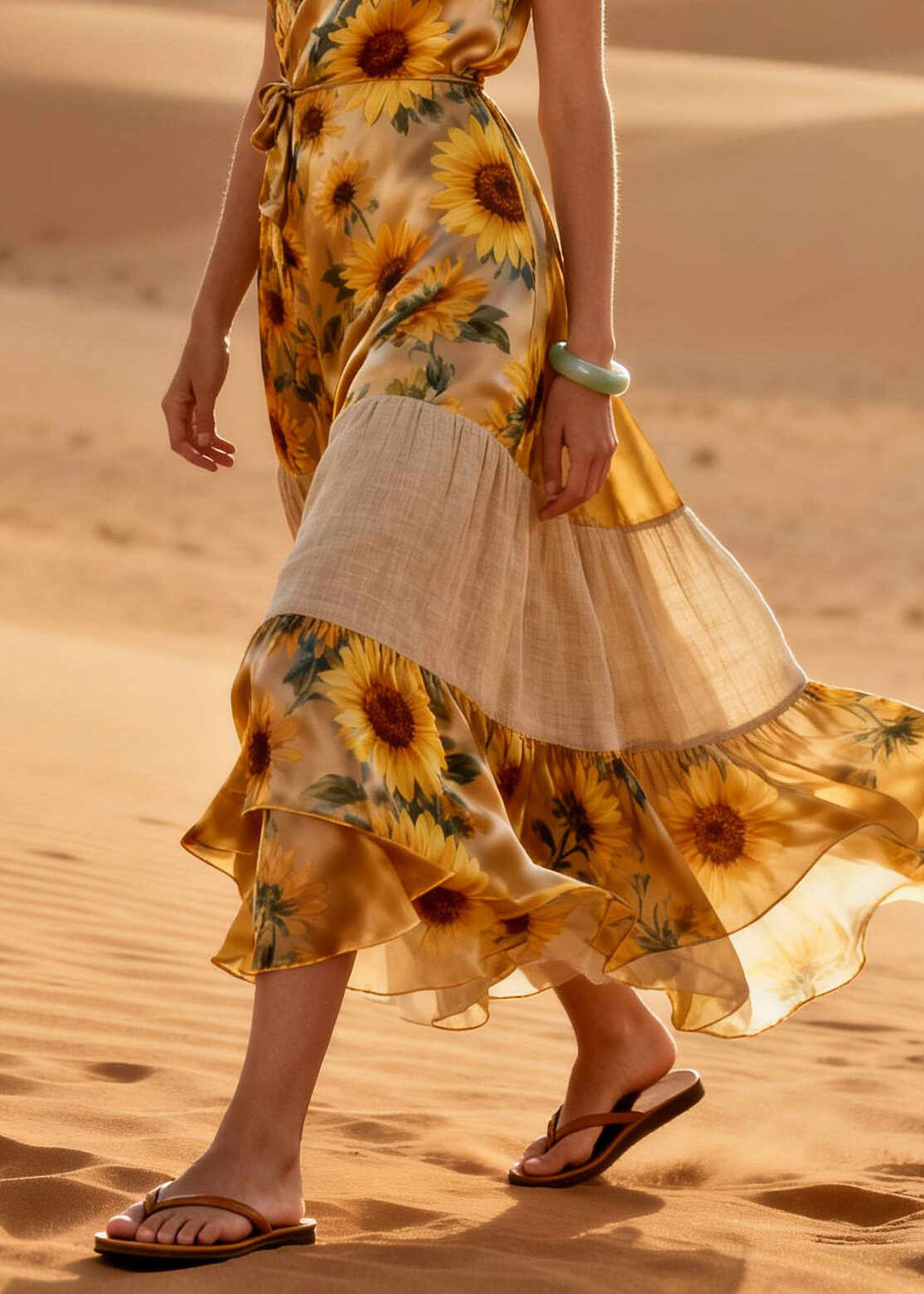 Bohemian Daisy Patchwork Chiffon Holiday Dress Summer
