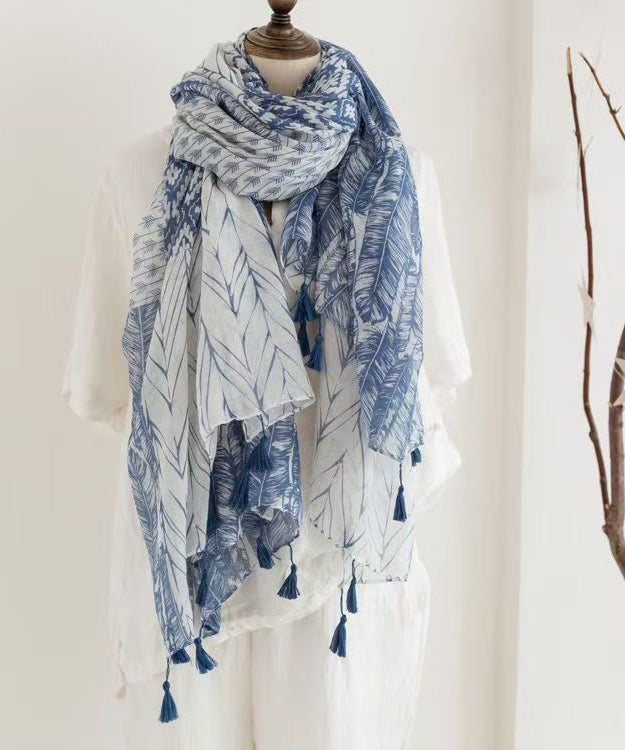 Bohemian Ethnic Style Artistic Print Tassel Cotton Scarf