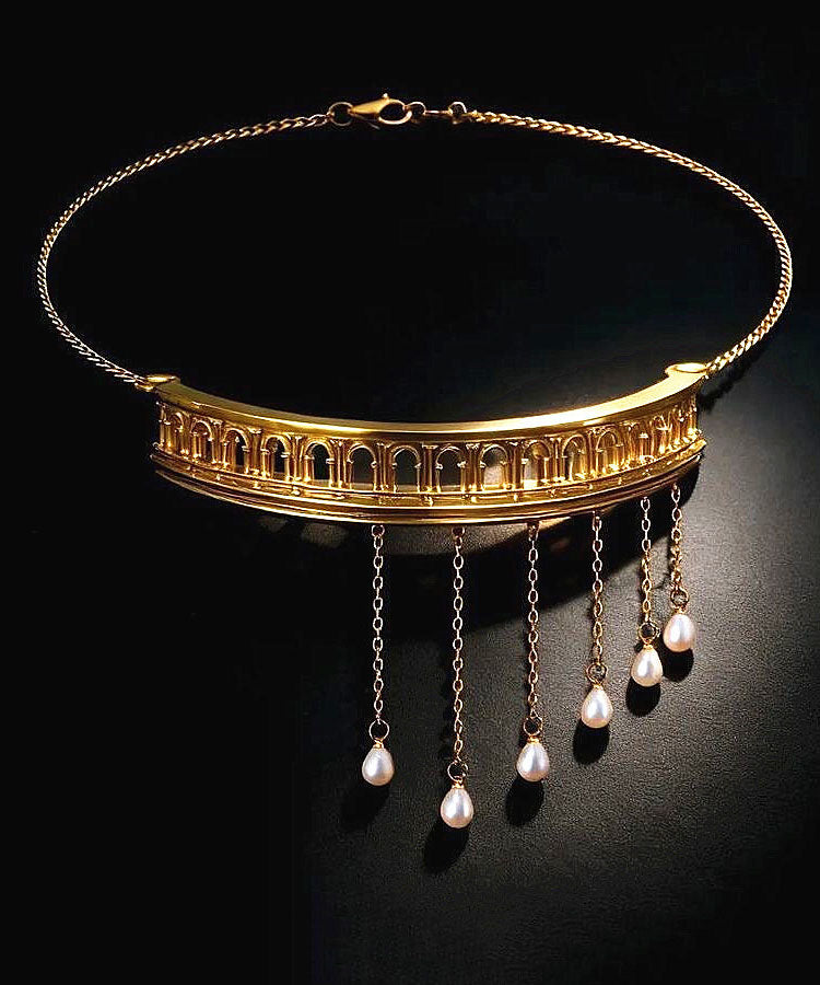 Bohemian Gold Copper Overgild Pearl Tassel Tears Of Rome Choker