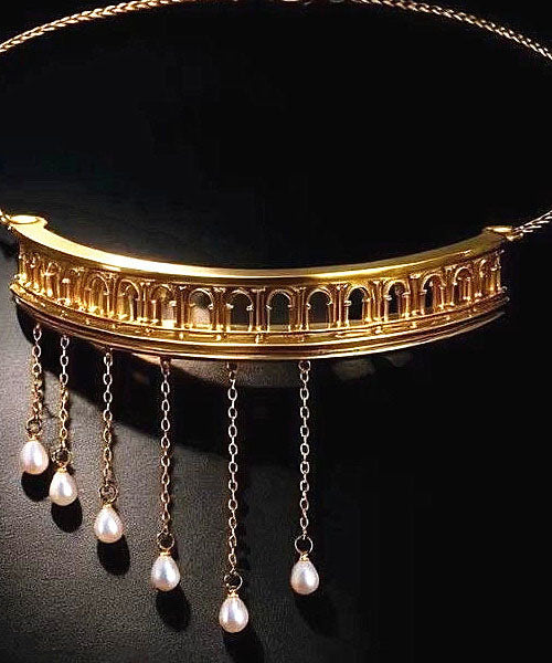 Bohemian Gold Copper Overgild Pearl Tassel Tears Of Rome Choker