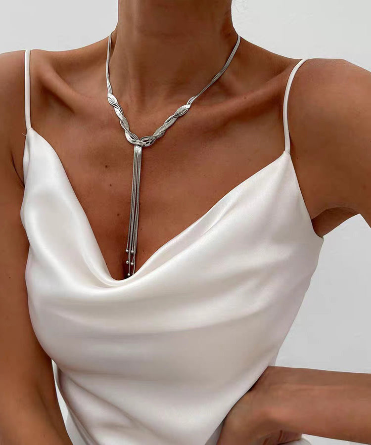 Bohemian Gold Stainless Steel Alloy Snake Bone Lariat Necklace - Omychic