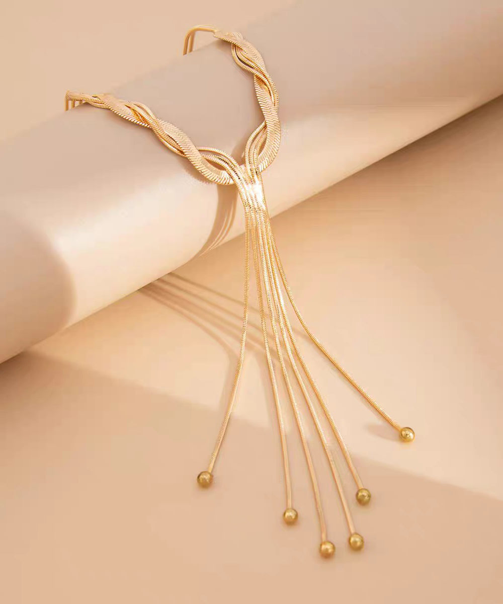 Bohemian Gold Stainless Steel Alloy Snake Bone Lariat Necklace - Omychic