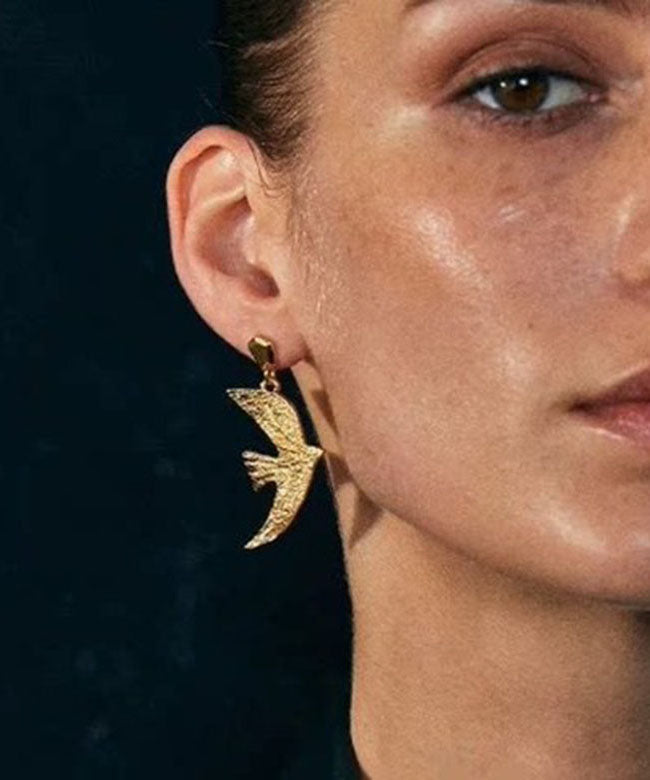 Bohemian Gold loy Zircon Dove Of Peace Drop Earrings