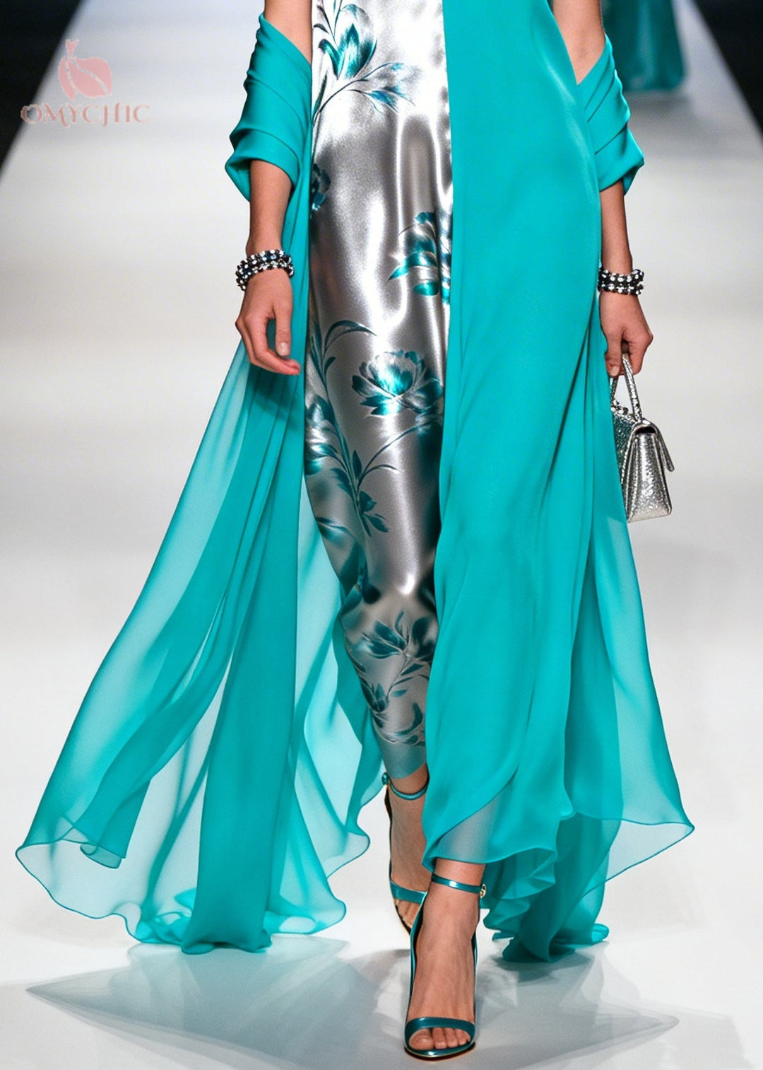 Bohemian Green Asymmetrical Patchwork Chiffon Dress Sleeveless