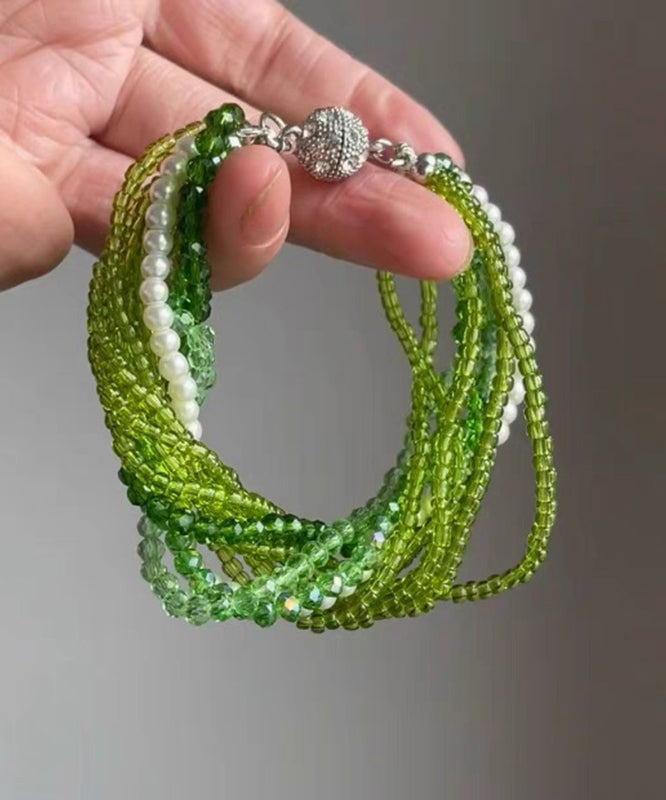 Bohemian Green Crystal Resin Layered Gratuated Bead Necklace