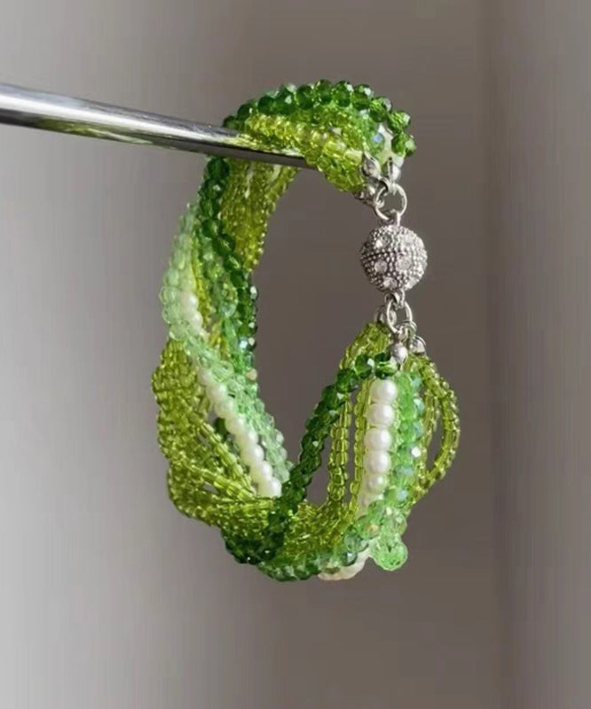 Bohemian Green Crystal Resin Layered Gratuated Bead Necklace