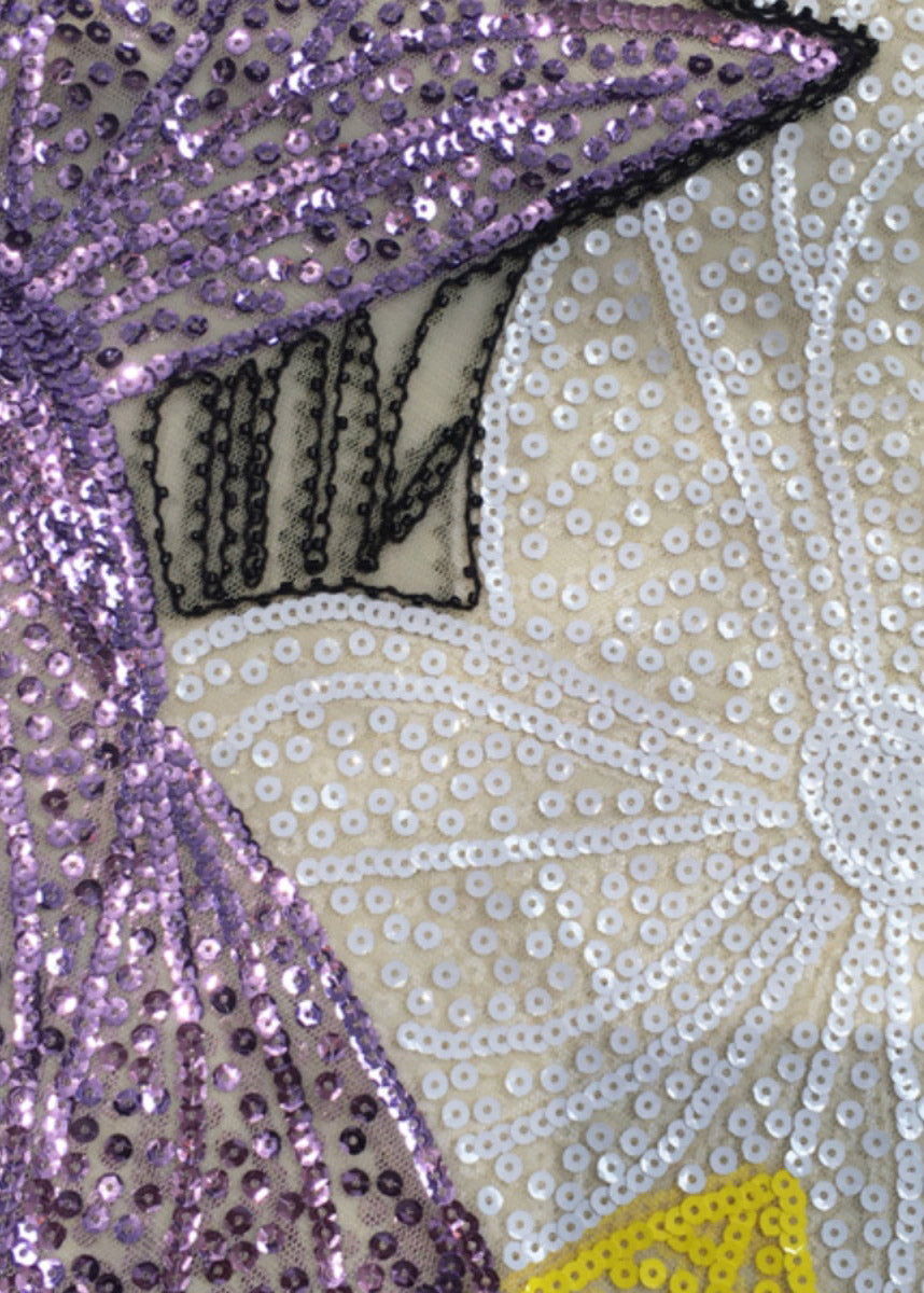 Bohemian Green O-Neck Print Sequins Thin Top Fall