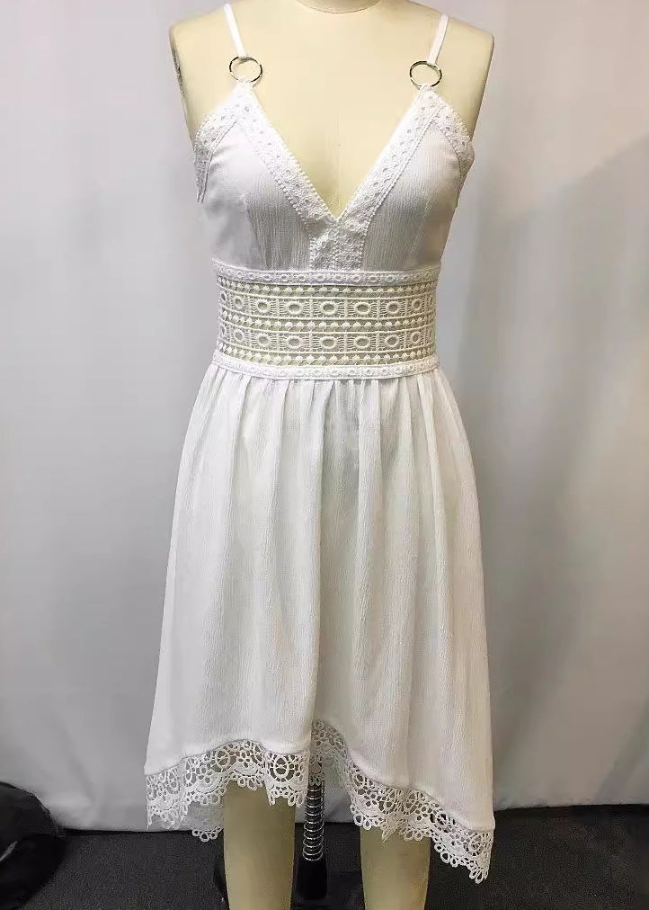 Bohemian Green V Neck Plaid Button Chiffon Long Dress Sleeveless