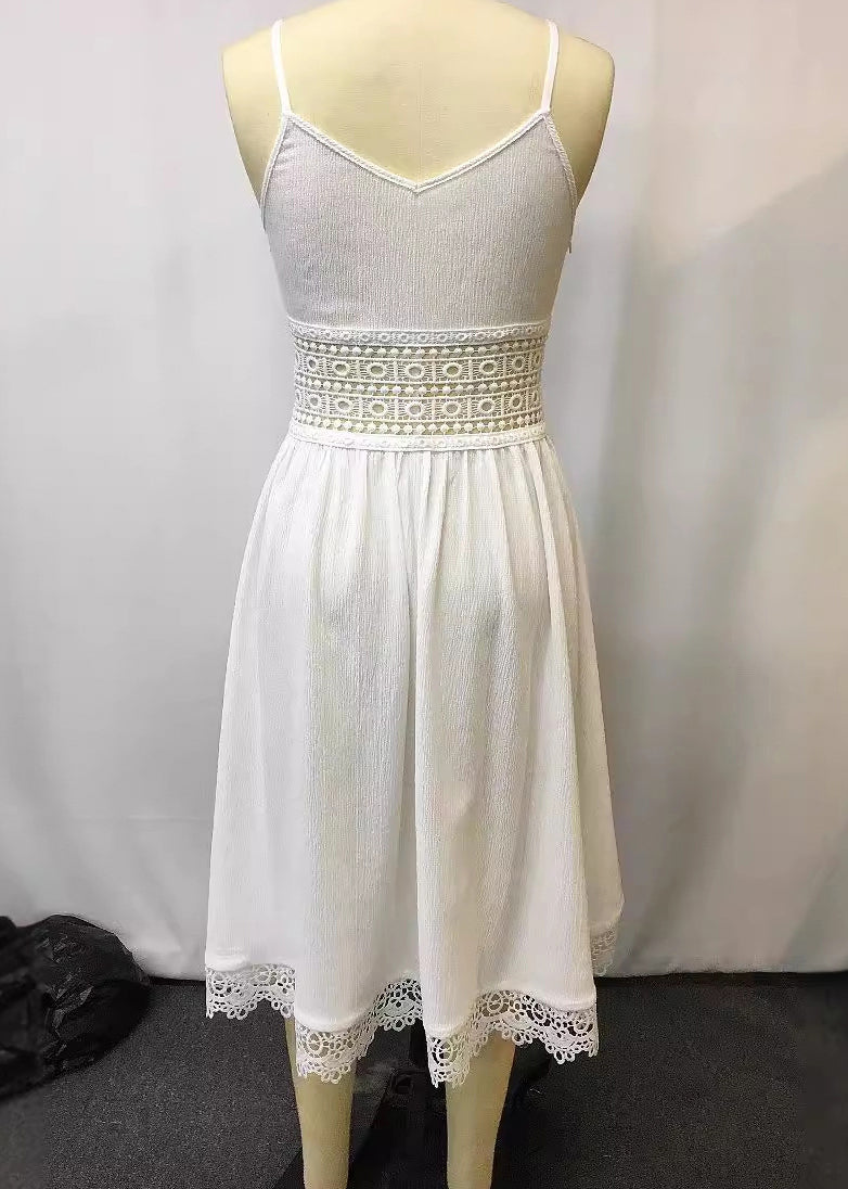 Bohemian Green V Neck Plaid Button Chiffon Long Dress Sleeveless