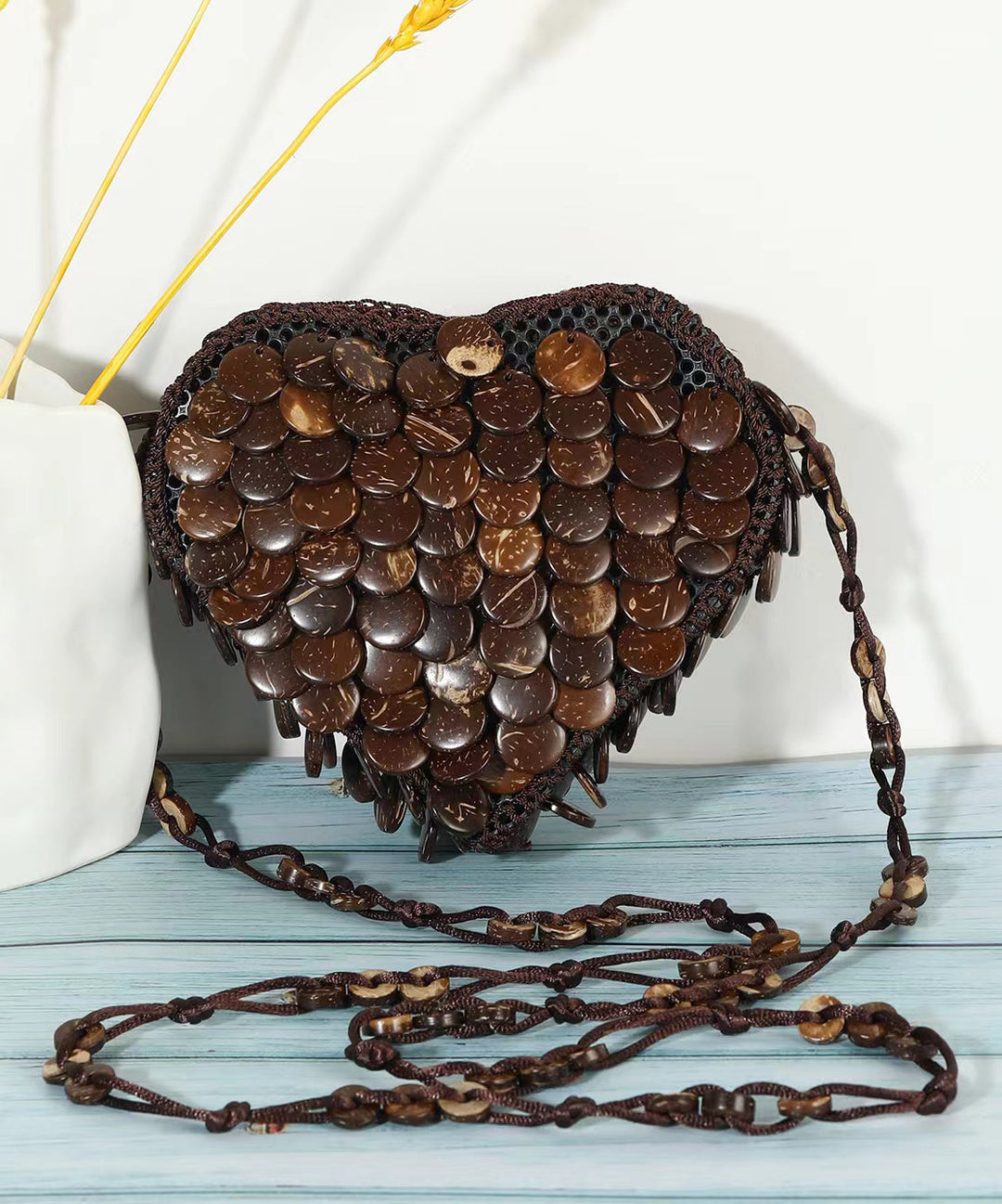 Bohemian Heart Handmade Beaded Diagonal Cross Bag