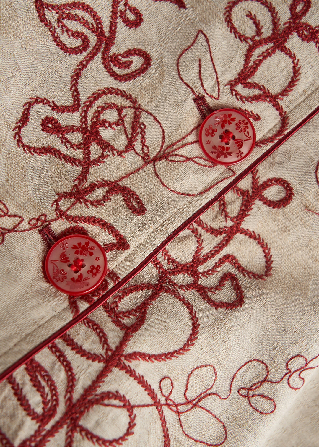 Bohemian Khaki Embroidered Cotton Coat Fall