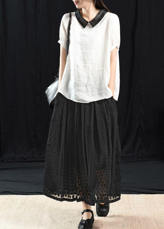 Bohemian Mulberry Patchwork Turn-down Collar Summer Linen Shirt Top