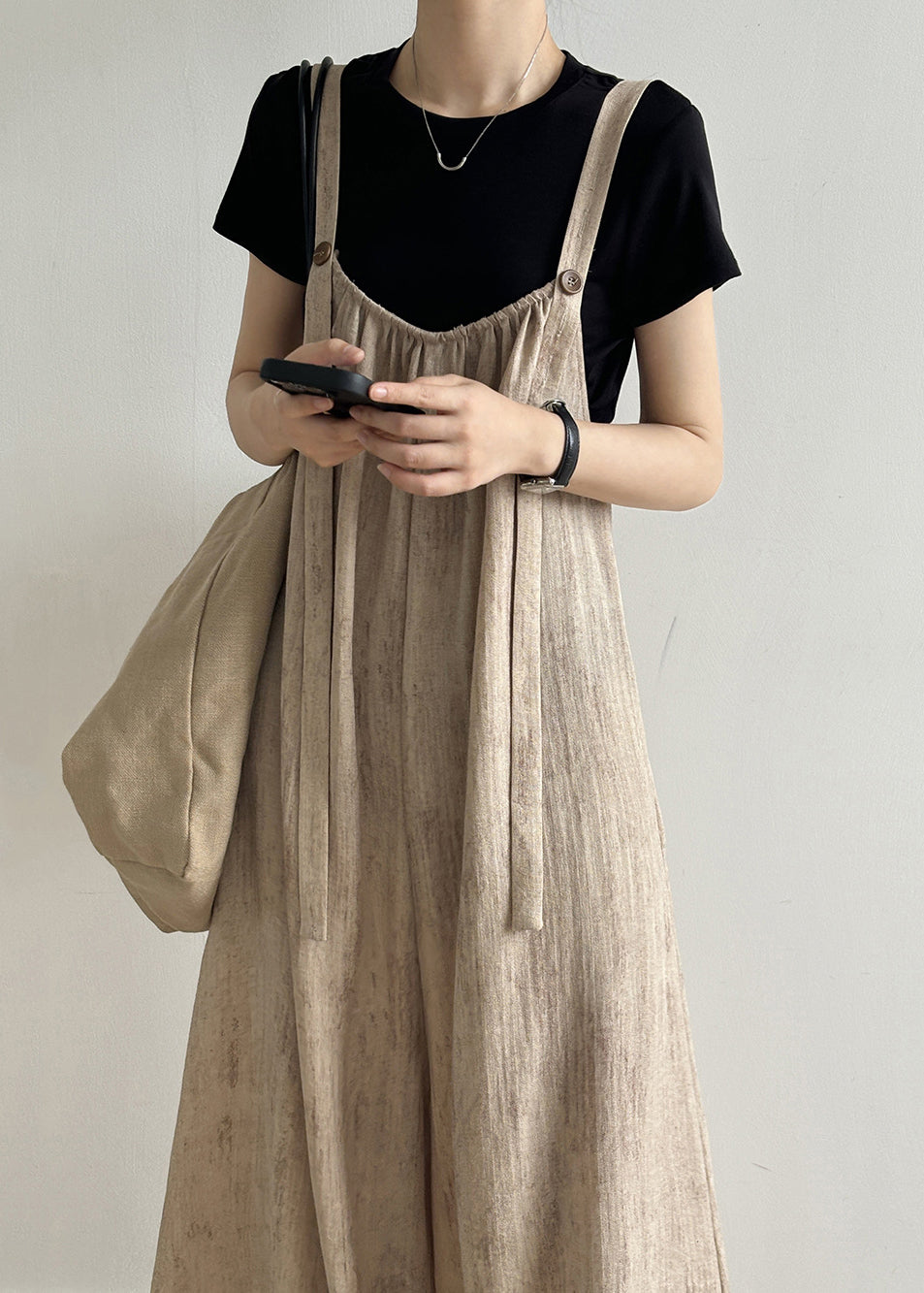 Bohemian Light Khaki Pockets Solid Jumpsuits Summer