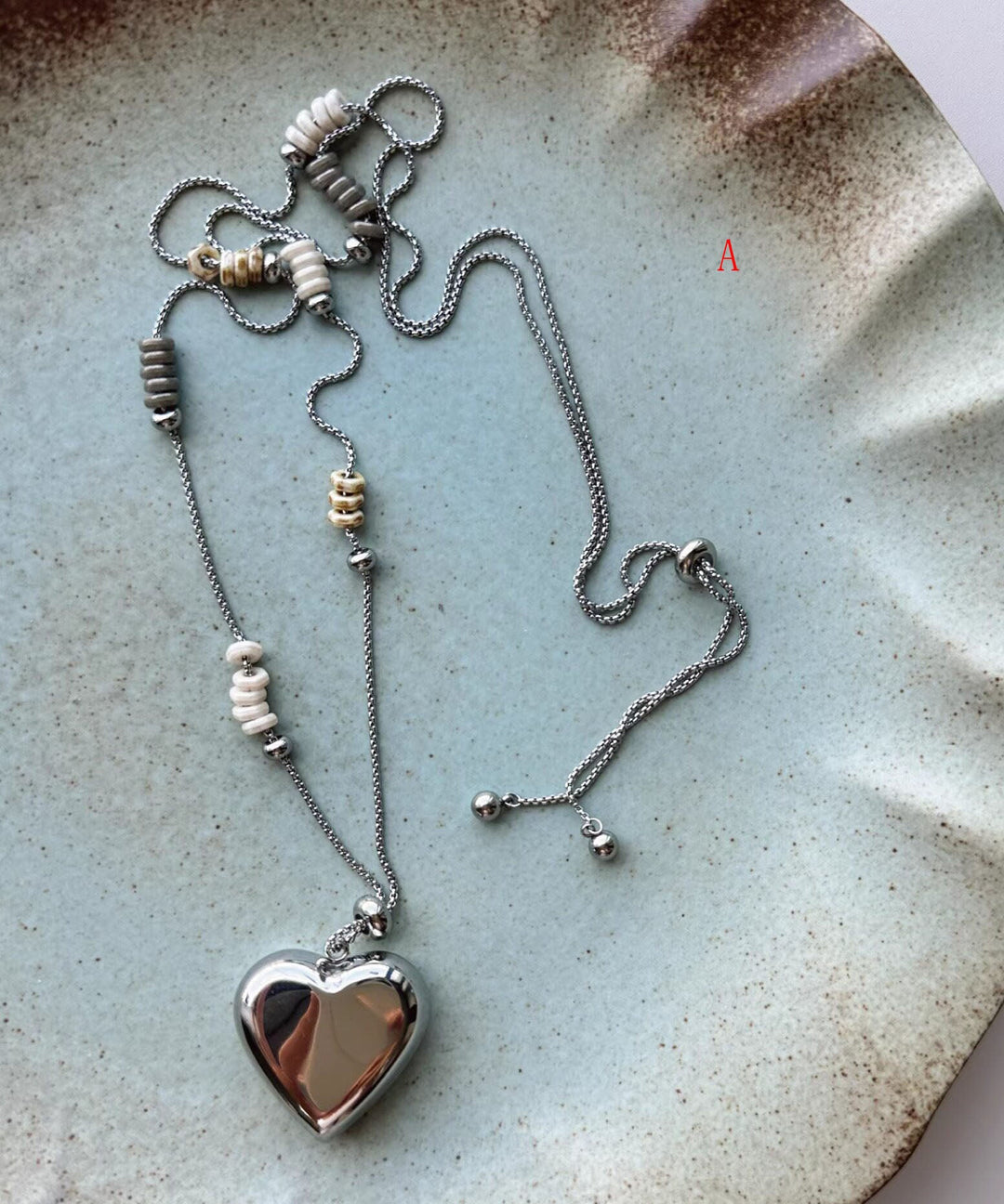 Bohemian Love Heart Pendant Titanium Steel Long Necklace
