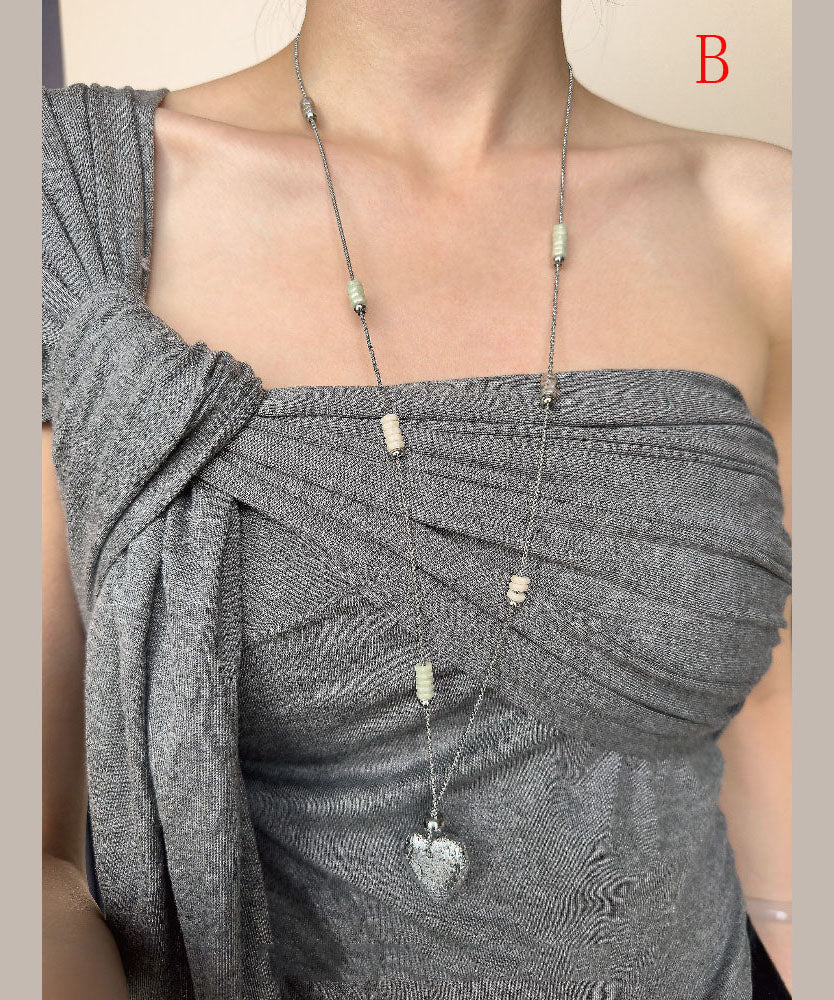 Bohemian Love Heart Pendant Titanium Steel Long Necklace