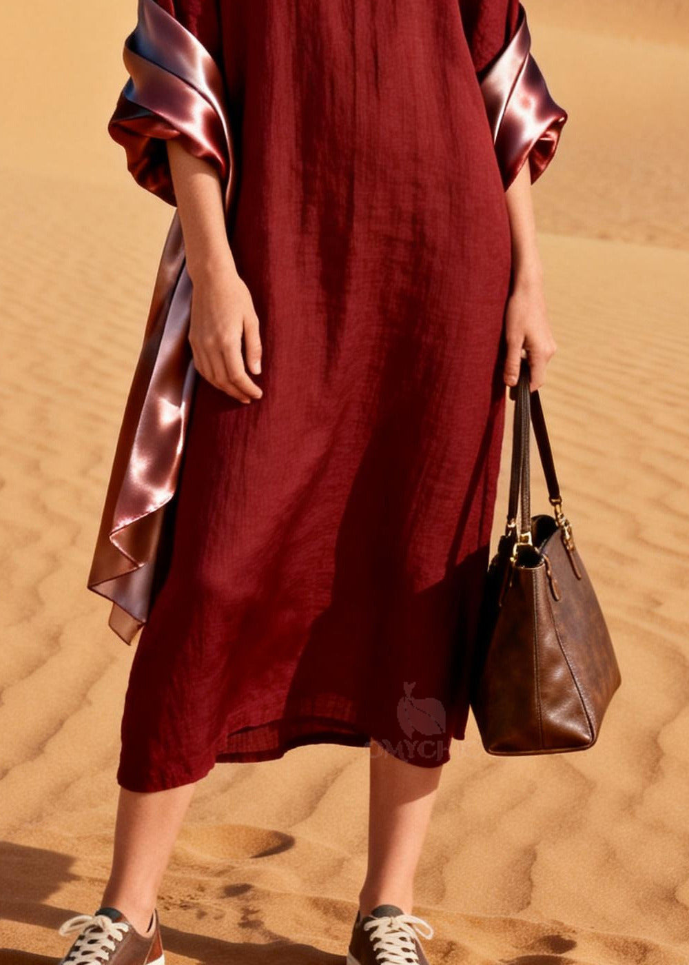 Bohemian Mulberry V Neck Patchwork Cotton Maxi Dresses Summer