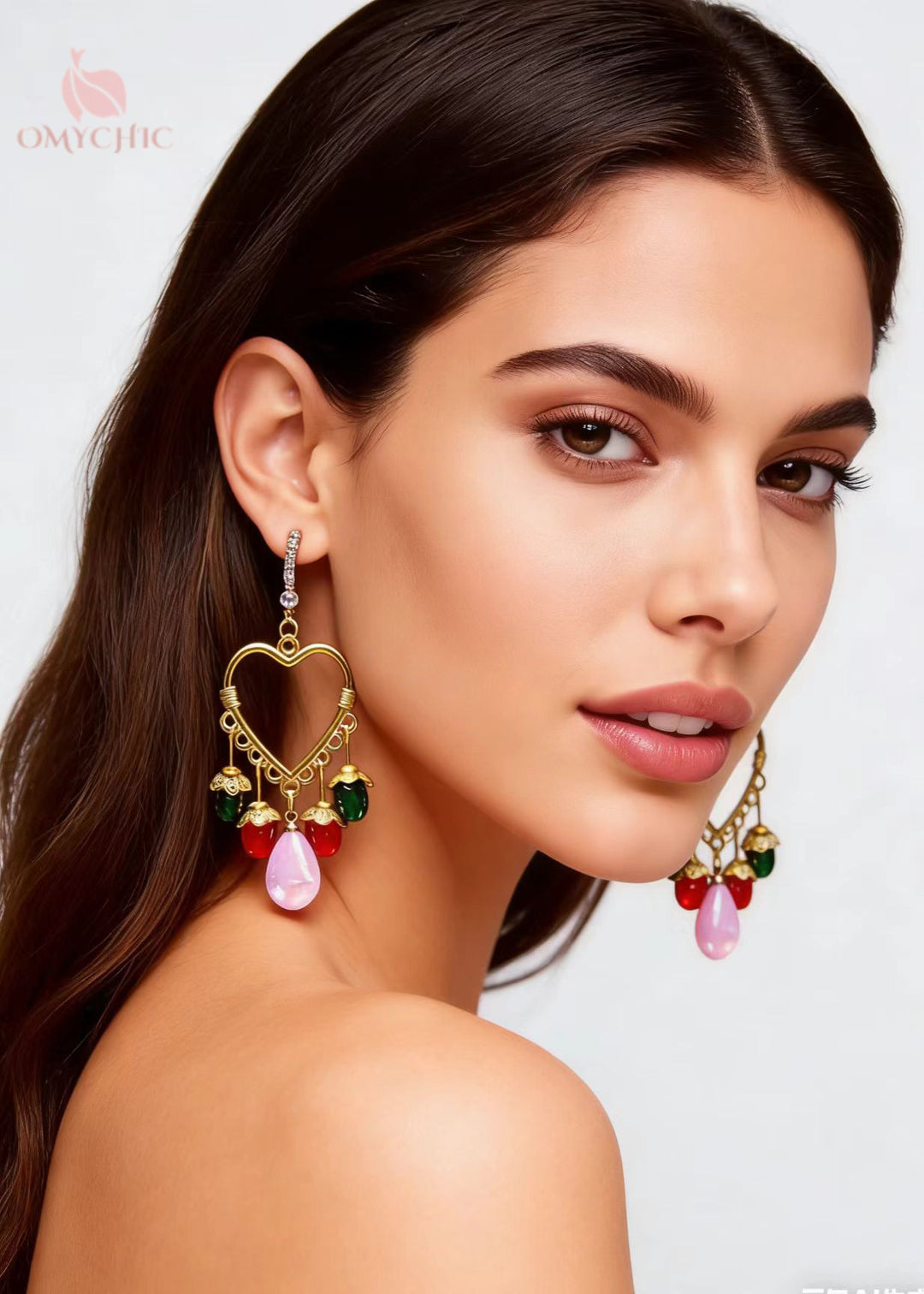 Bohemian Multicolour Beads Heart-shaped Tassels Drop Earrings