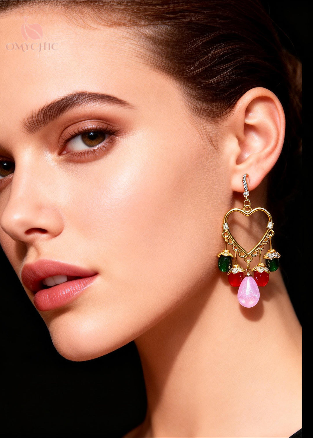 Bohemian Multicolour Beads Heart-shaped Tassels Drop Earrings