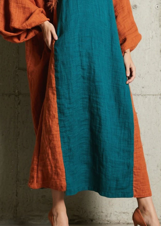 Bohemian Peacock Blue Oversized Patchwork Faux Fur Holiday Dresses Fall