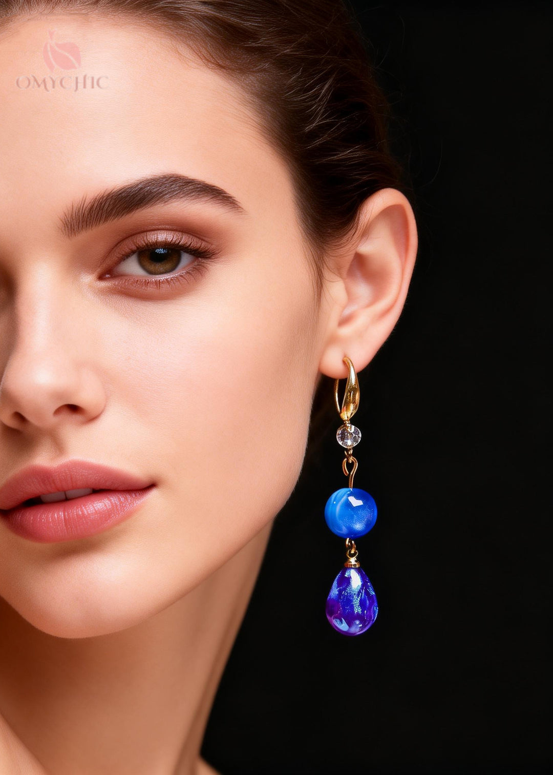 Bohemian Peacock Blue Water Droplet Acrylic Drop Earrings