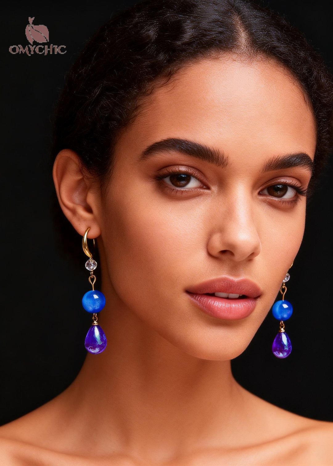 Bohemian Peacock Blue Water Droplet Acrylic Drop Earrings