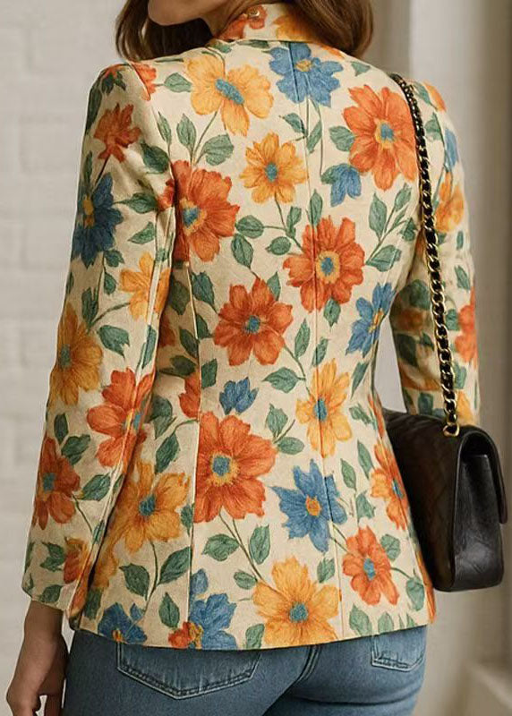 Bohemian Peter Pan Collar Print Cotton Suit Coat Fall
