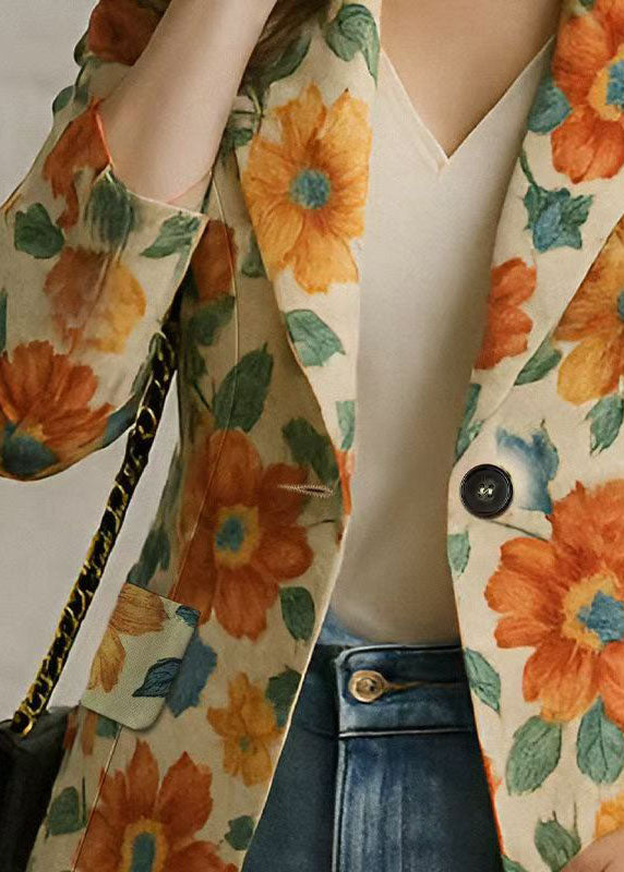 Bohemian Peter Pan Collar Print Cotton Suit Coat Fall