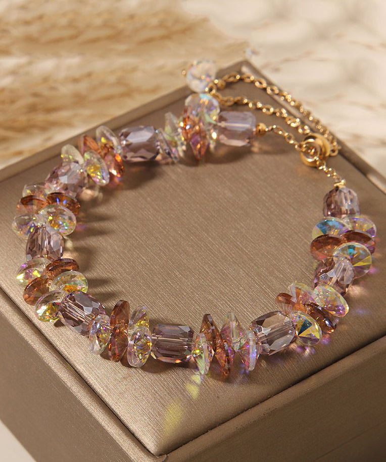 Bohemian Pink Alloy Crystal Beading Pull-Out Charm Bracelet