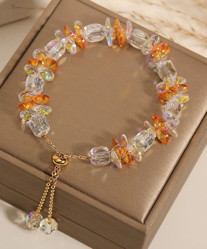 Bohemian Pink Alloy Crystal Beading Pull-Out Charm Bracelet
