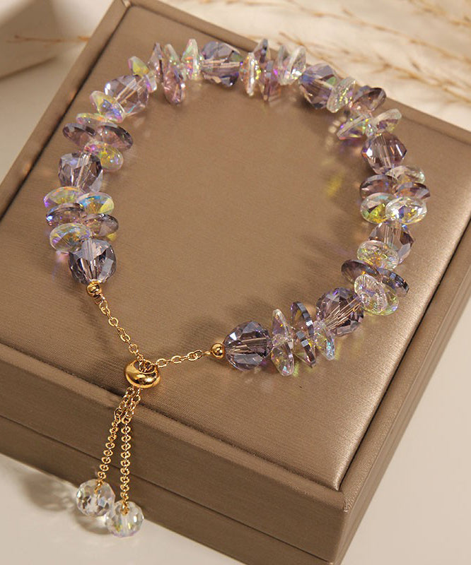 Bohemian Pink Alloy Crystal Beading Pull-Out Charm Bracelet
