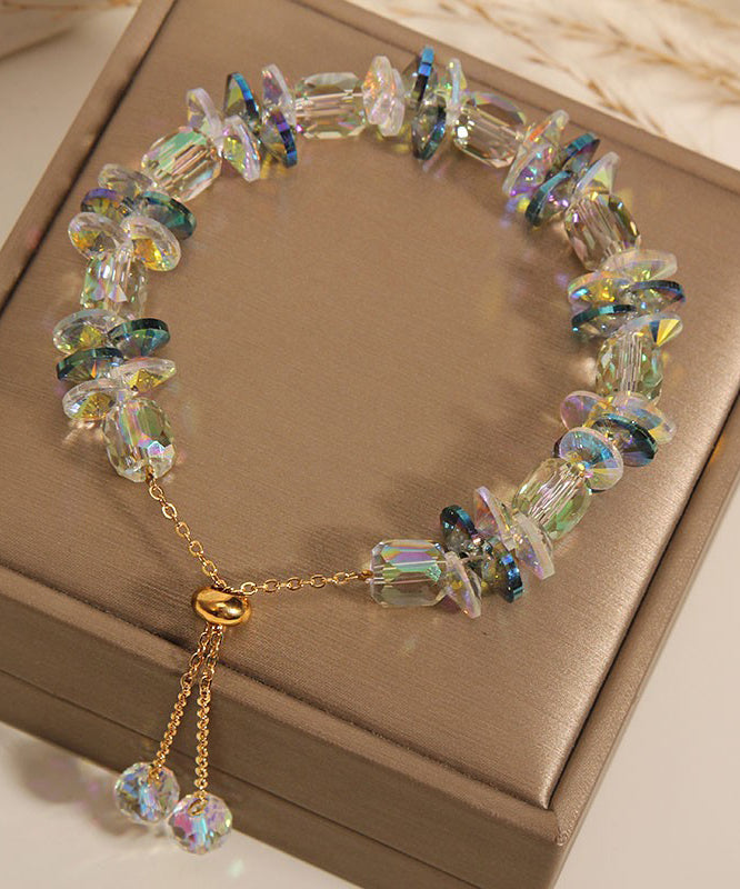 Bohemian Pink Alloy Crystal Beading Pull-Out Charm Bracelet