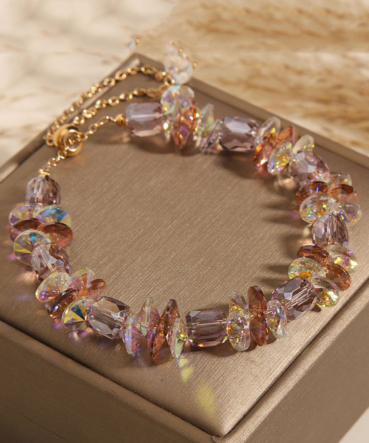 Bohemian Pink Alloy Crystal Beading Pull-Out Charm Bracelet