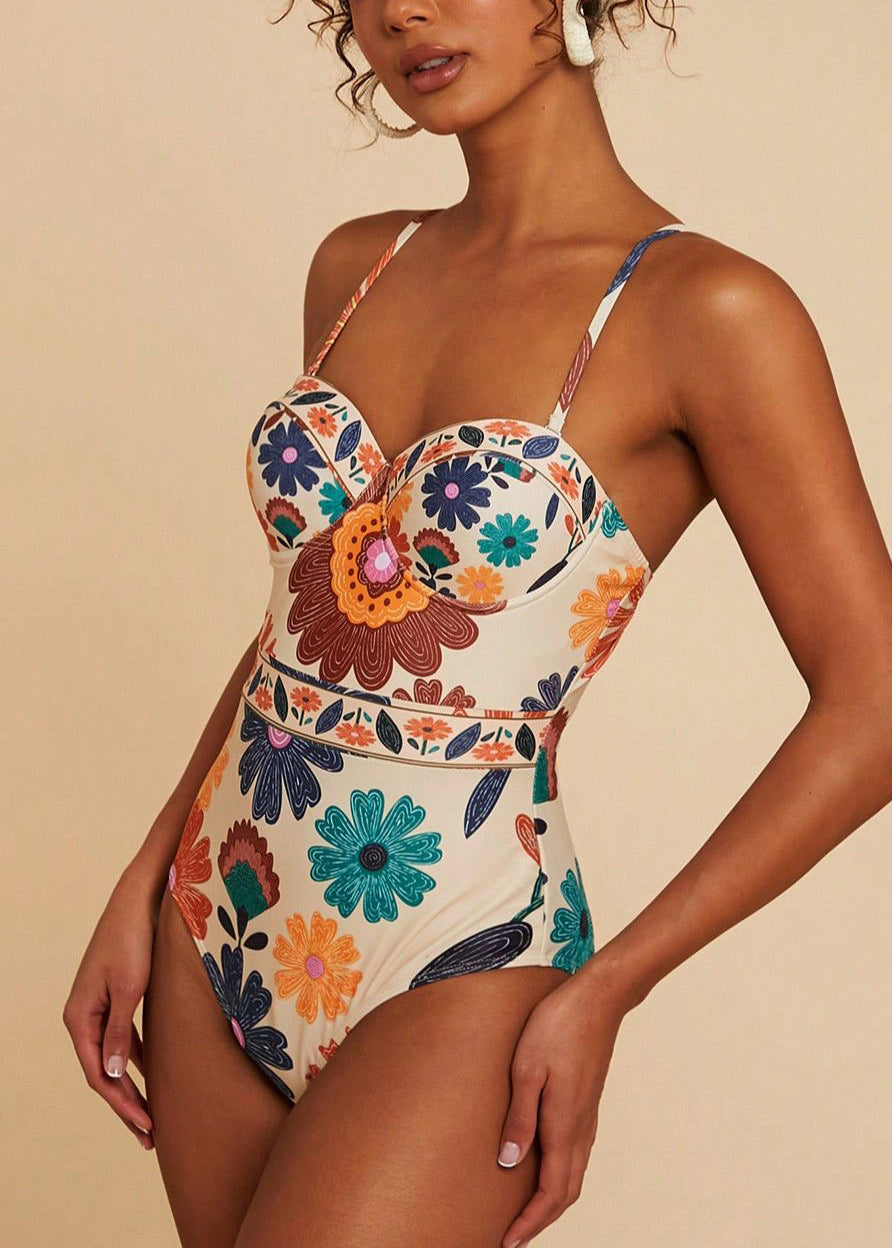 Bohemian Print Bodysuit And Maxi Skirts Lingerie Sets Swimwear