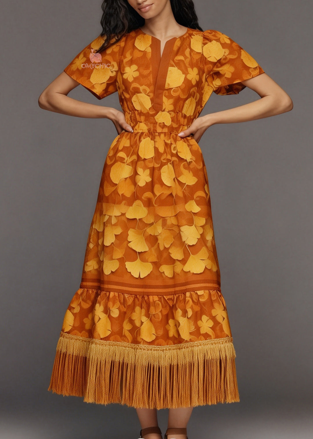 Bohemian Print Tasseled Patchwork Cotton Long Dress Summer